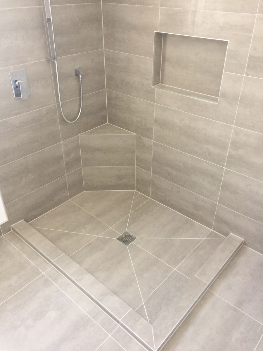 Tiled shower with waterproof membrane in an Auckland bathroom