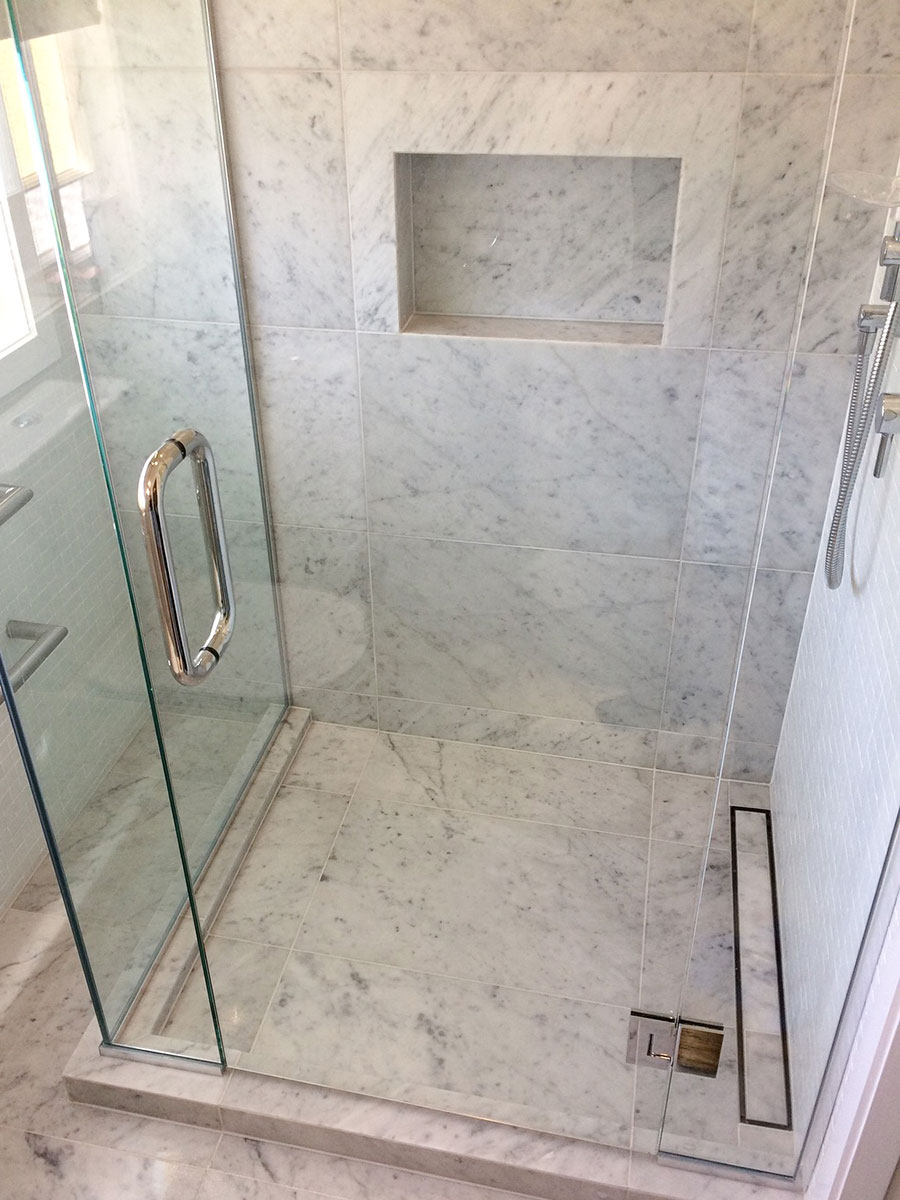 Repaired grout lines in a tiled Auckland shower